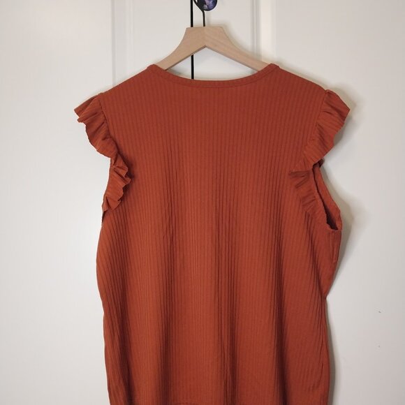 Time and Tru Women's Rib Ruffle Sleeve Top - Picture 3 of 11